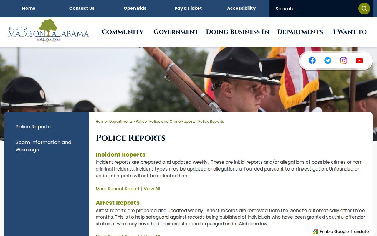 Madison County arrest records on the official Madison Police weekly report index