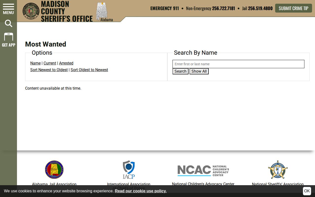 Madison County wanted-fugitive record interface