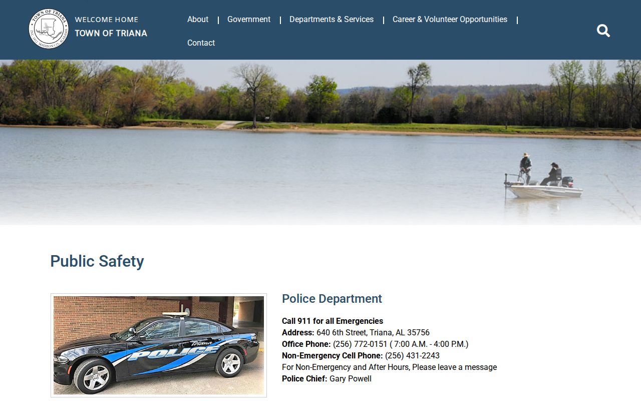 Triana Police public safety page for Triana arrest records in Madison County